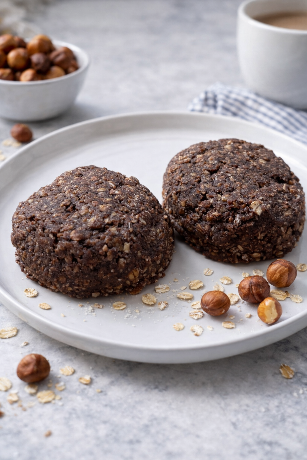 Biscuits sans cuisson au beurre de noisettes, avoine & cacao - Boîte de 8