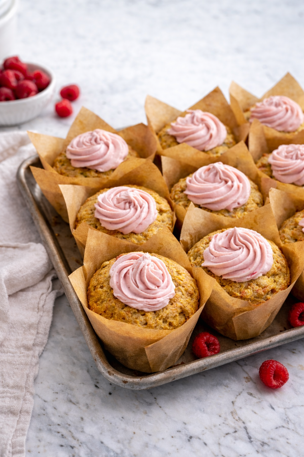 Muffins « nuage » crème de coco framboises - Boîte de 6